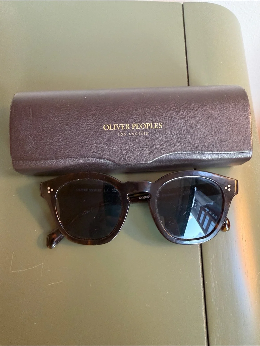 Oliver Peoples Boudreau LA- Brown Tortoise Round Sunglasses with Blue Lenses